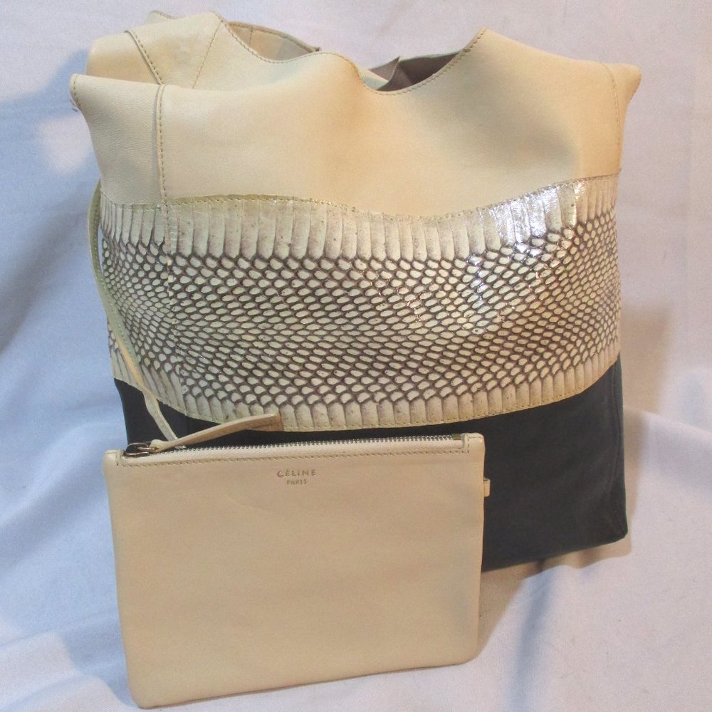 NEW CELINE Python Snakeskin Leather Hobo Tote Bag